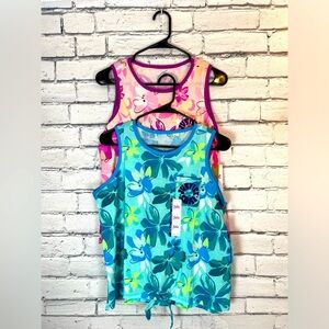 2 Justice Girls Pink Purple Blue Floral Sleeveless Shirt Tank Top XLP (16/18)